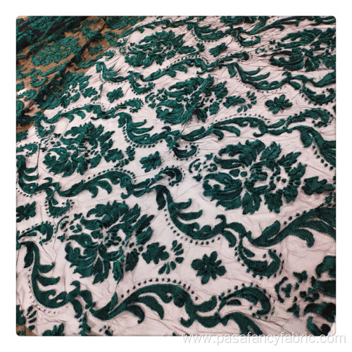 jersey knit fabric green burnout velvet fabric velvet fabric for clothes